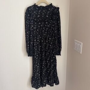 Black floral midi dress